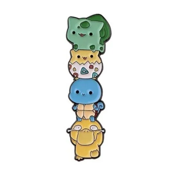 Stacked Cuties: Pokemon Psyduck, Squirtle, Togepi, Bulbasaur Stacker Enamel Pin - Picture 3 of 5